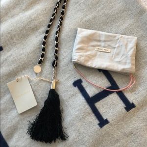 Emilio Pucci black chain tassel belt